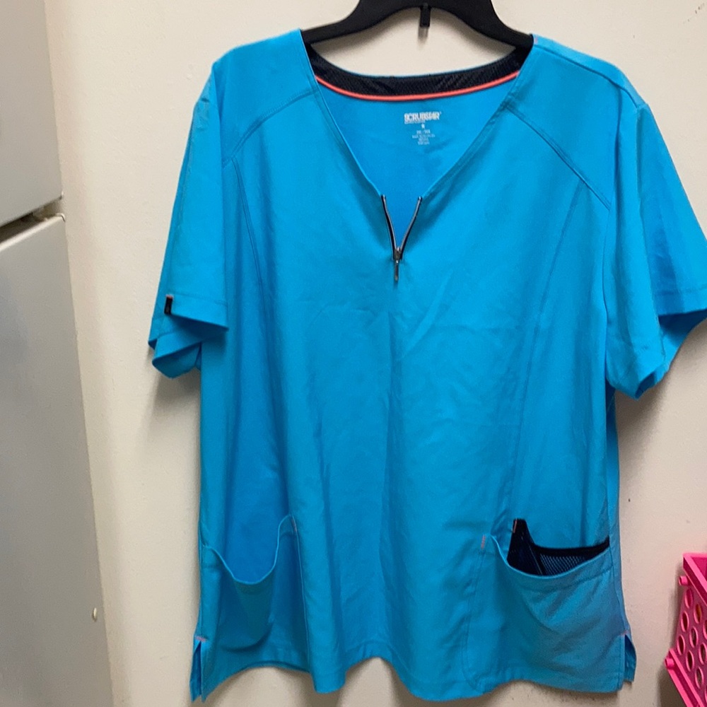 Scrubstar 2XL turquoise and black scrub top